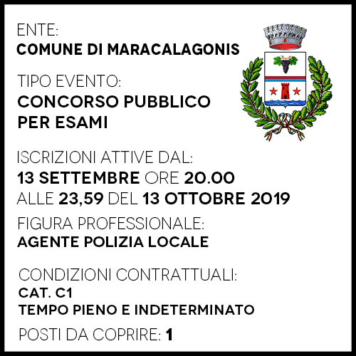 Comune di Maracalagonis - Agente Polizia Locale - 1 posto