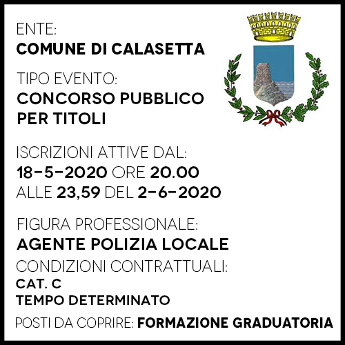 CL716 - Formazione Graduatoria per Agente Polizia Locale - Comune di Calasetta
