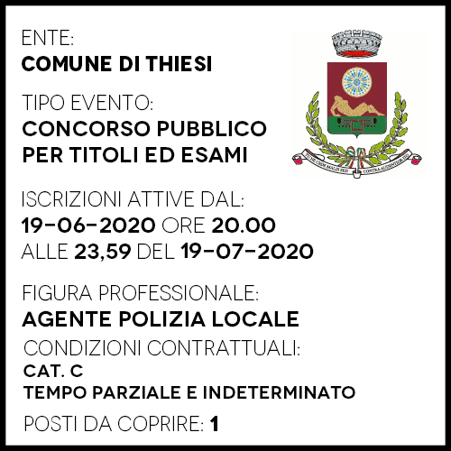 THP410 - Agente di Polizia Locale - Cat C - Comune di Thiesi