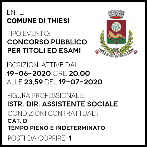 THS413 - Istruttore Direttivo Assistente Sociale - Cat D - Comune di Thiesi