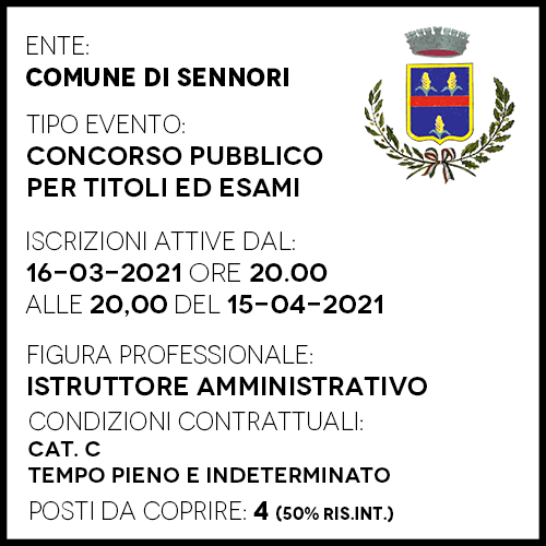 SED924 - Comune di Sennori - Istruttore Amministrativo - 4 posti