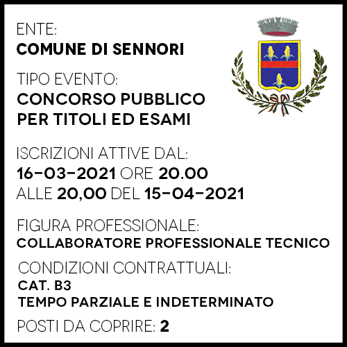 SEN922 - Comune di Sennori - Collaboratore Professionale Tecnico - 2 posti