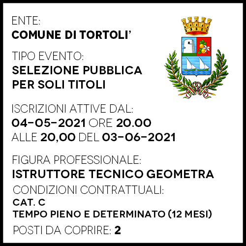 TTG195 Comune di Tortoli - Selezione Tecnico Geometra - 2 posti