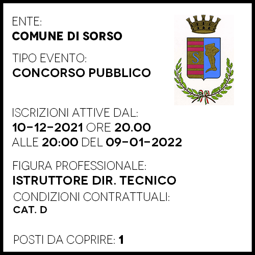 SR827 - COMUNE DI SORSO - ISTRUTTORE DIRETTIVO TECNICO - 1 POSTO
