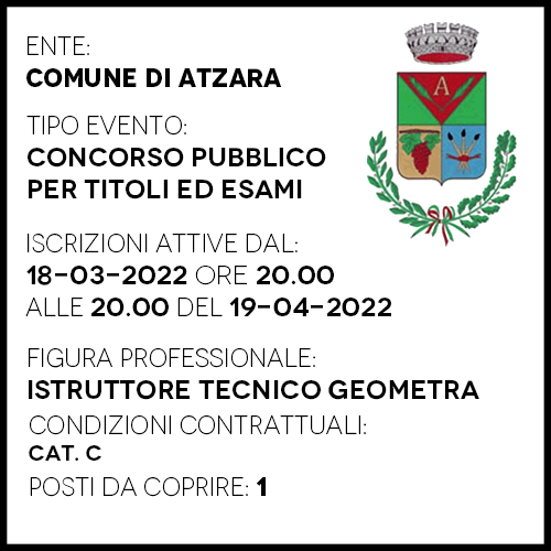 ATT39 - COMUNE ATZARA - ISTRUTTORE TECNICO GEOMETRA - 1 POSTO