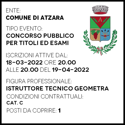 ATT39 - Comune di Atzara - Istruttore Tecnico Geometra - 1 posto