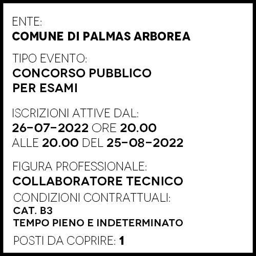 PA850- Palmas Arborea - Collaboratore Tecnico - cat B3