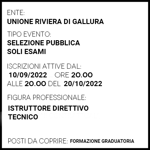 URG211 - Unione Riviera di Gallura - istruttore direttivo tecnico