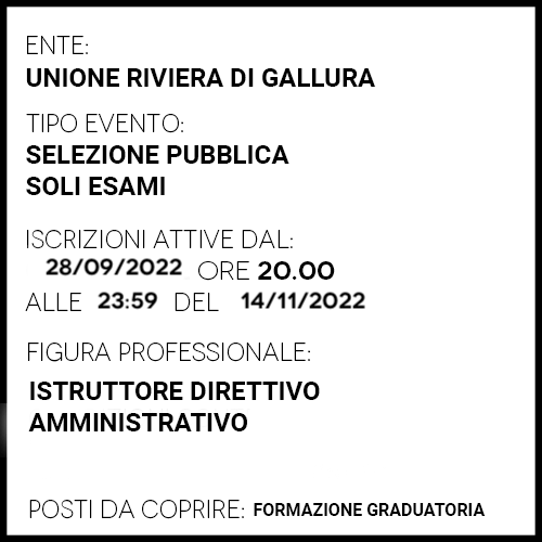 URG016 - Unione Riviera di Gallura - istruttore direttivo amministrativo