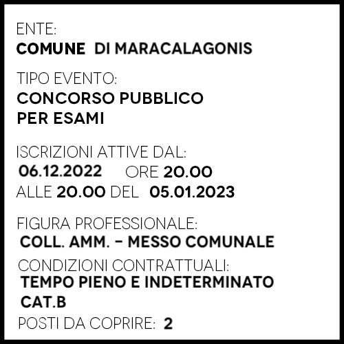 MR841 - Comune di Maracalagonis - collaboratore amministratore-messo-comunale